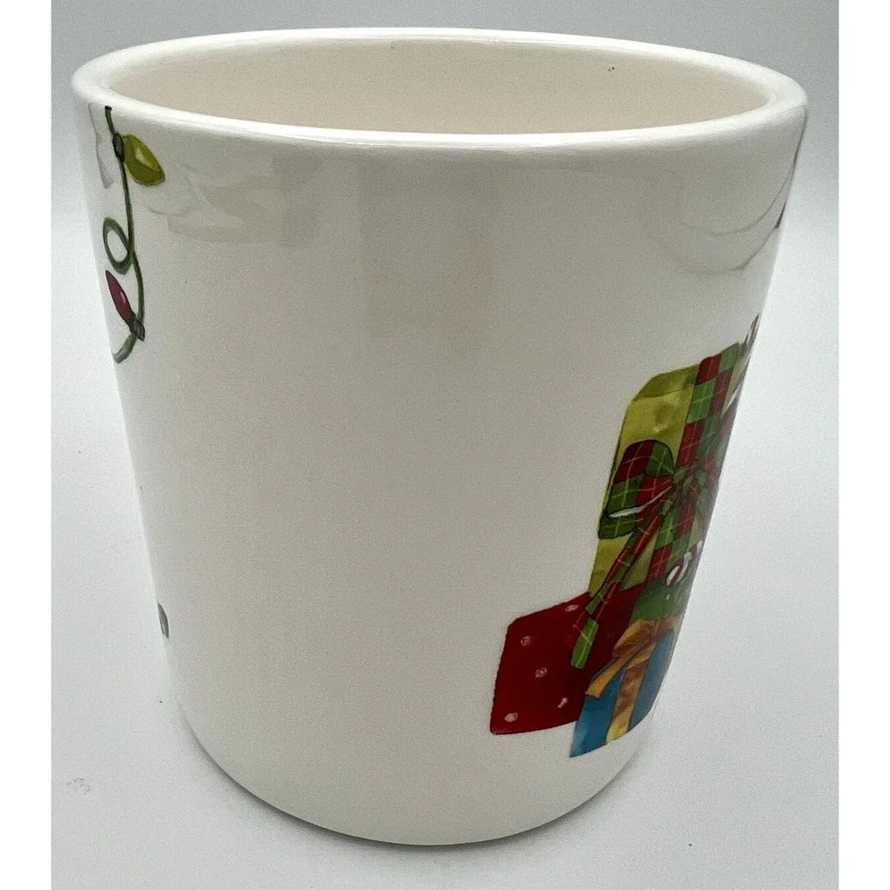 Pier 1 Grumpy Santa Cat Glasses Christmas Holiday Mug Cup Ironstone